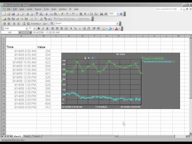 OSIsoft: Insert and configure a PI Trend with Excel data and PI data. v3.1