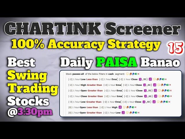 How to Use Chartink screener for SWING Trading | How to Select Stocks for Swing Trading Accurately