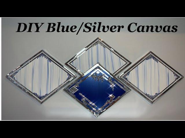 Easy DIY Blue/White/Silver Canvas