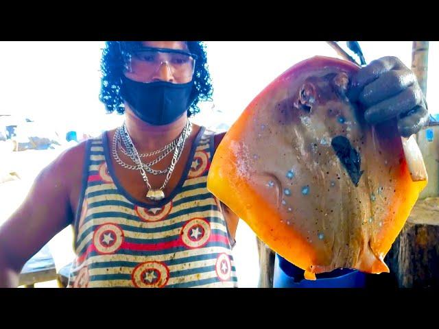 Cutting Ray Fish | Fish Cutting Skills | Made In Sri Lanka