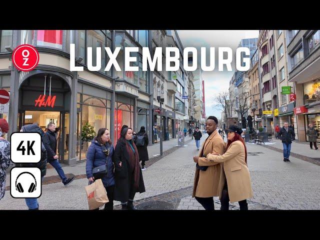 Luxembourg City  Richest Country in the World, 4K 60fps Walking Tour at Snowy Day 2024 ️