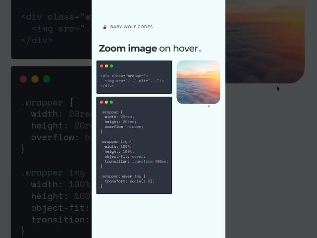 CSS Trick - Zoom Image on Hover  #csstricks