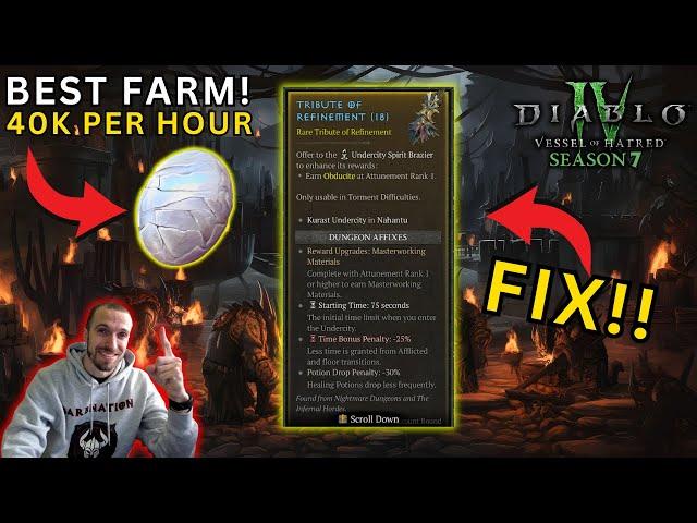 Diablo 4 Season 7: Refinement Tribute Fix: Best farm in the game!