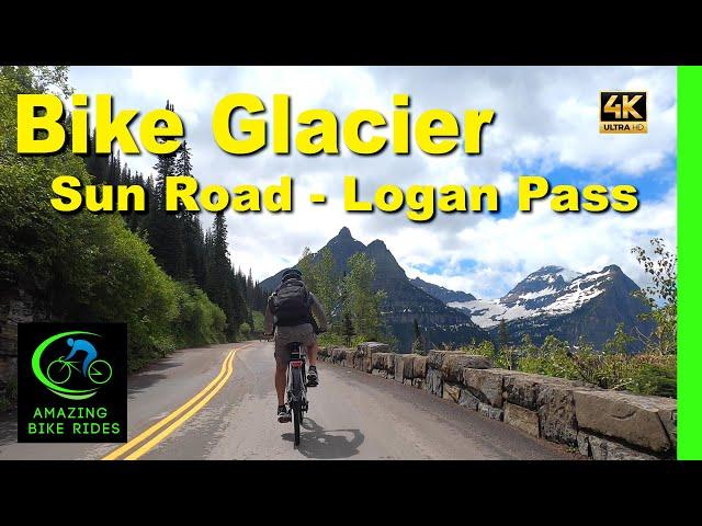 Bike Going-to-the-Sun Road to Logan Pass | Glacier National Park | 4K | Indoor Cycling Video