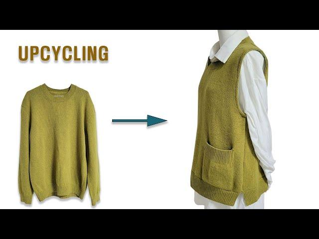 DIY Upcycling a knit|니트 리폼|스웨터|sweater|조끼|vest|Reform Old Your Clothes|안입는옷 리폼|Refashion|옷수선|옷만들기