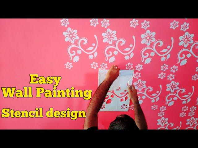 how to apply stencil design wall painting | latest wall texture design  2022