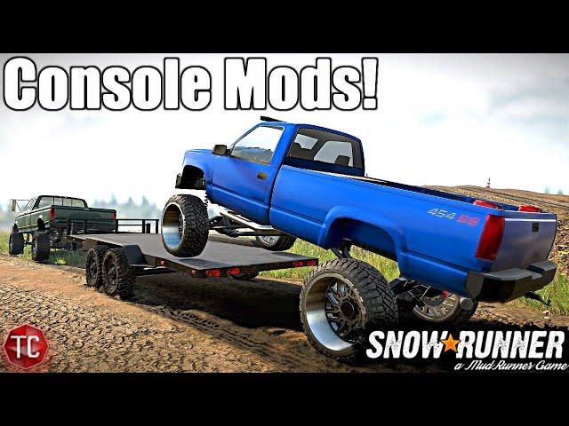 SnowRunner: NEW CONSOLE MODS MUDDING ADVENTURE! Single Cab OBS Chevy SHOW TRUCK!!