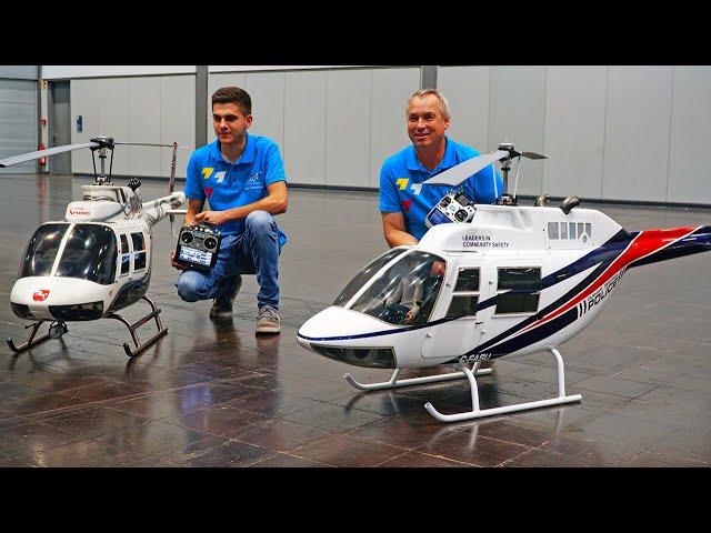 HUGE SCALE BELL RANGER INDOOR RC HELICOPTER DUO DEMONSTRATION FLIGHT!