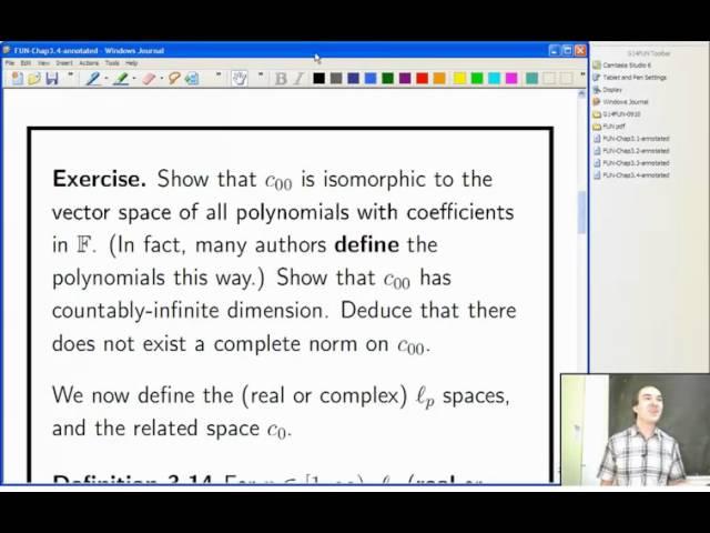 Lecture 16b: Functional Analysis - Sequence spaces