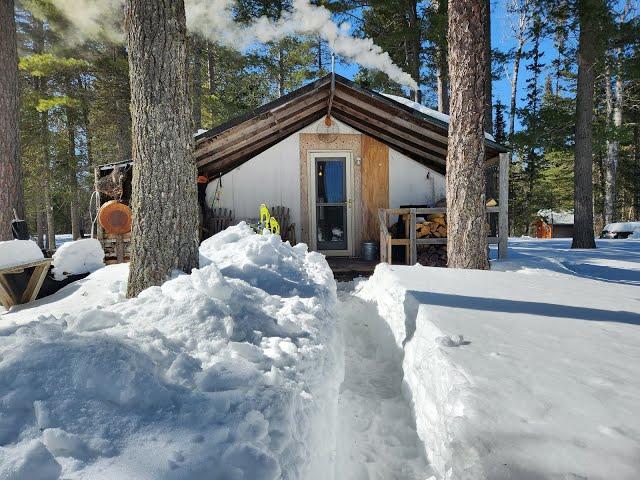 THE TENT. Winter Trip 2023. Snowshoe Lake Crossing. Lots of snow. Backwoods Cabin.