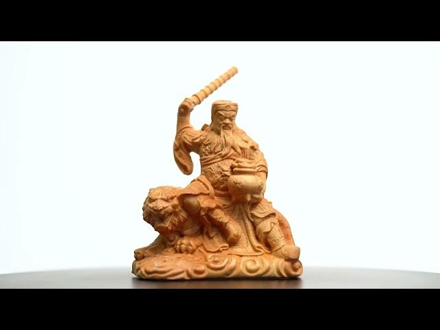 Zhao Gongming,wealth god statue,tiger god buddha,handmade wood carving