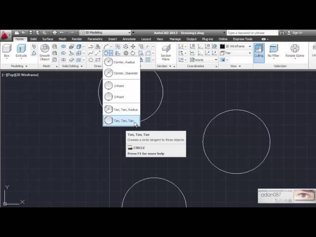 AutoCAD Create a circle tangent to three objects