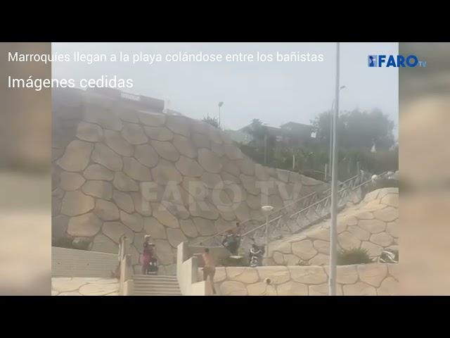 Marroquíes llegan a la playa colándose entre bañistas, un policía herido