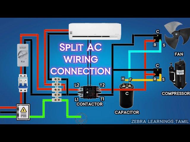 Split AC Wiring Diagram | Animation | HVAC | Electrical