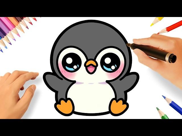 HOW TO DRAW A CUTE PENGUIN EASY STEP BY STEP ️