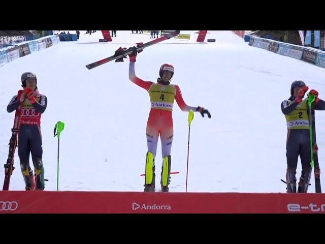 Ski Alpin Men's last Slalom 2023 - Soldeu 2.run Highlights