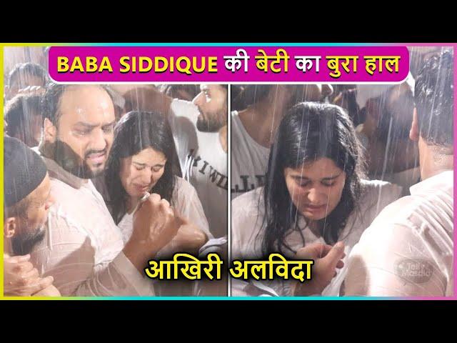 Baba Siddique's Daughter Arshia Heart Breaking Visuals CRIES Badly At Her Father's Last Rites