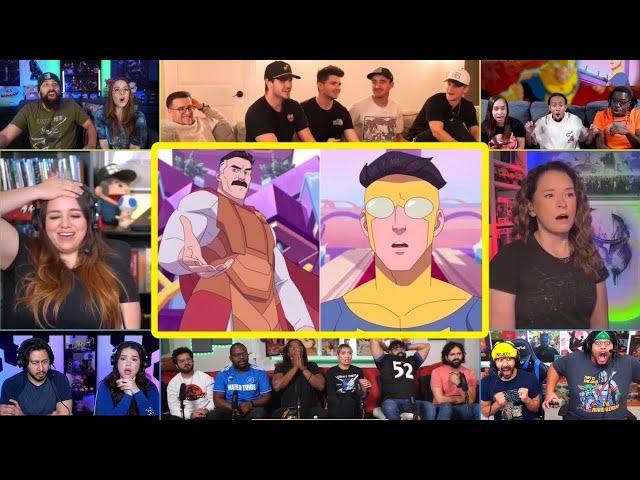 Youtubers React To MARK REUNITE WITH NOLAN (OMNI-MAN) | Invincible S2 Ep 3 ENDING Reaction Mashup