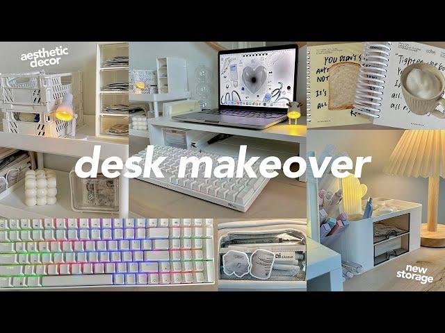 aesthetic desk makeover ️ | desk organization, storage, & cute decor!