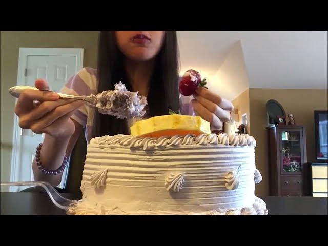 Peachy Panda ASMR (Exaggerated Eating) - Taro Cake