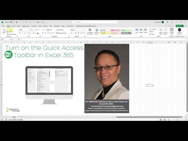 Turn on the Quick Access Toolbar in Microsoft Excel 365