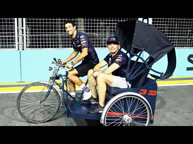 Daniel Ricciardo and Max Verstappen Lap Singapore On a TRISHAW!