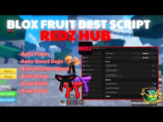 No Key Script Blox Fruit Mobile REDZ HUB  FRUIT RAIN , AUTO FARM & GIVEAWAY | Arceus X Fluxus Delta