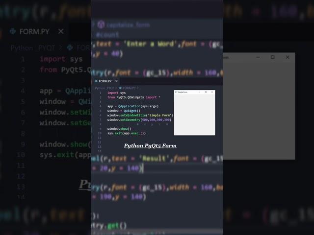 PyQt5 Form code -- Python @Pawansrikanth_2005 #pawansrikanth #pyqt5 #pythoncode #pyqt #python