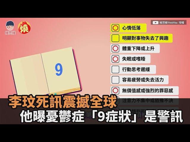 李玟死訊震撼全球　他曝憂鬱症「9症狀」是警訊－全民話燒