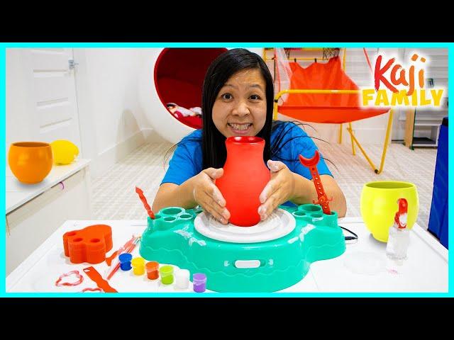 Mommy Testing Pottery Wheel Kit for Craft!!