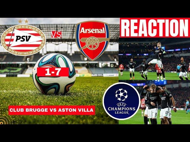 PSV Eindhoven vs Arsenal 1-7 Live Champions League UCL Football Match Score Highlights Gunners FC