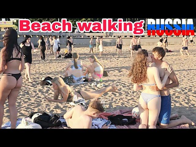 Breathtaking 4K Summer Beach Walk in St. Petersburg: Stunning Russian Women