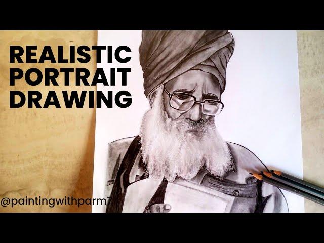 Realistic portrait drawing of Bhagat Puran Singh Ji #drawing #portrait