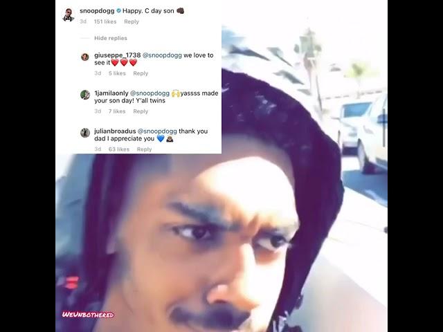 Looks like #snoopdogg finally publicly acknowledging his son #julianbroadus —