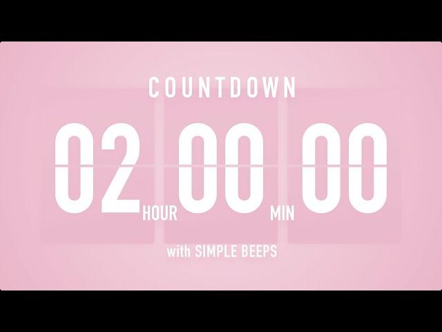 2 Hours Countdown Flip Clock Timer / Simple Beeps 