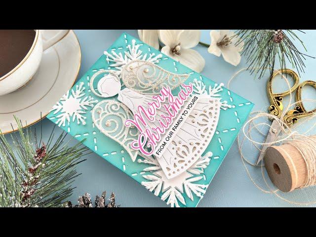 Shimmering Angel Holiday Card | Papertrey Ink Build-An-Angel