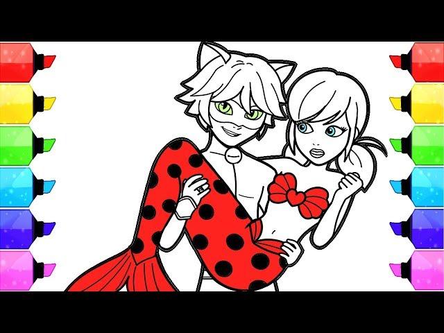 Miraculous Ladybug Coloring Pages Mermaid | How to Draw and Color Ladybug Sereia Mermaid Cat Noir