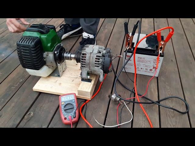 DIY How to make weedeater 12V generator New project Alternator. Amazing Life Hacks