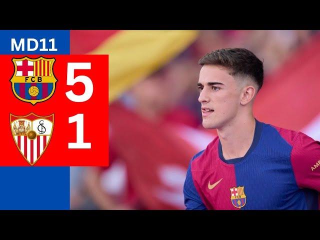 Barcelona vs Sevilla 5-1 | Highlights Extended | Gavi Returns