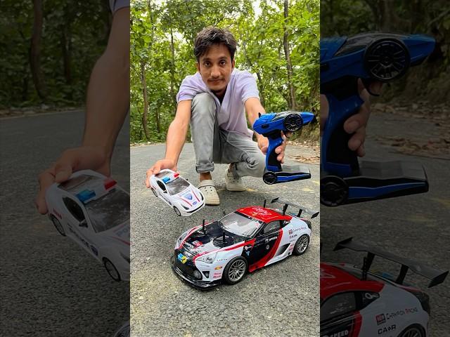 Big two remote control racing car with police car testing  