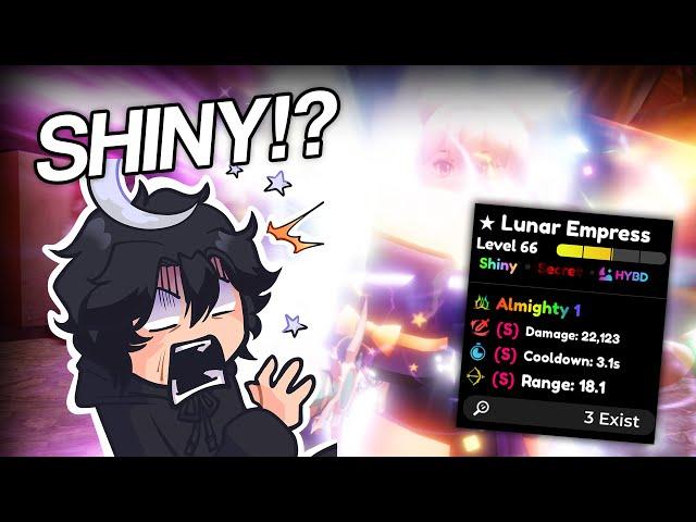 Getting The .001% SHINY SECRET LUNAR EMPRESS In Anime Defenders!