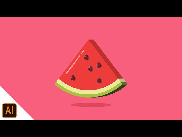 Adobe Illustrator: Draw Watermelon  Step By Step | Flat Design Vector