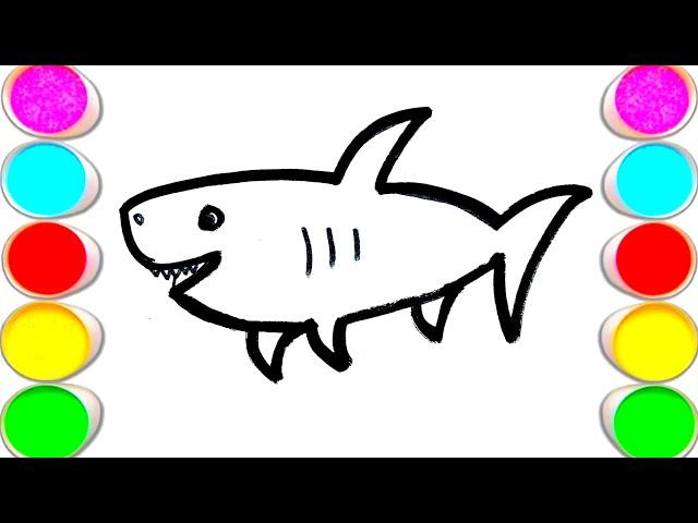 How To Draw Shark with Rainbow Colors for Kids. | Kids Art Cafe, 18