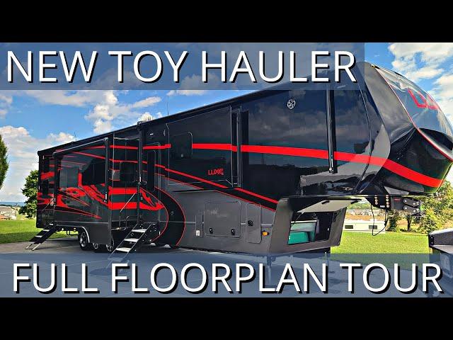 BRAND NEW Luxe Toy Hauler Floorplan Tour; 46FB Front Bathroom