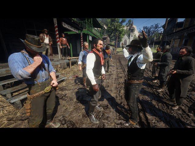 Van der Linde Gang Brawl and Gunfight with Odriscoll's Boys Red Dead Redemption 2