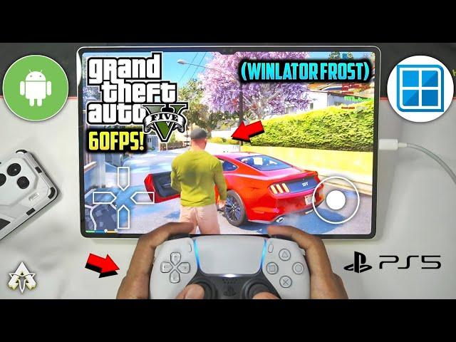 GTA 5 Android Gameplay Test W/PS5 Controller! | Winlator Frost GLIBC V2 GTA V Mobile Test