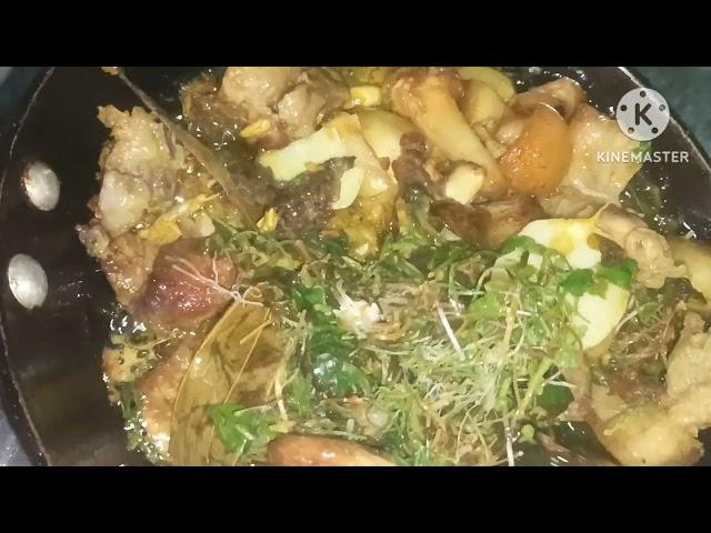 pork with মানী মূনী।।। নল টেঙা।। No add masala