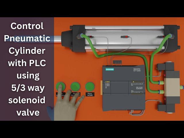 PLC Project to Control a Pneumatic Cylinder with 5/3 way solenoid valve TIA Portal