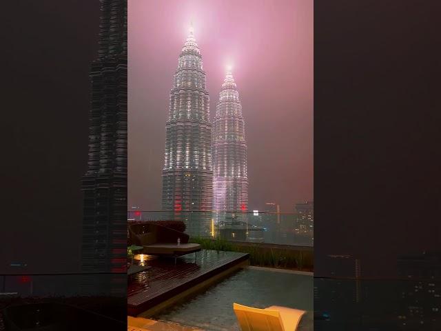 The Petronas Towers ️ #malaysia #clouds #aesthetic #fyp #storm #viral #klcc @thailand_adel