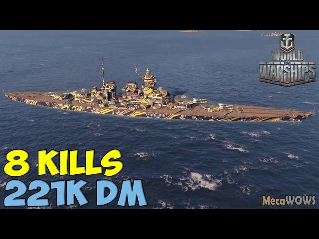 World of WarShips | Großer Kurfürst | 8 KILLS | 221K Damage - Replay Gameplay 1080p 60 fps